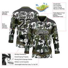 Laden Sie das Bild in den Galerie-Viewer, Custom Black Olive-White 3D Pattern Abstract Camo Hockey Lace Neck Jersey