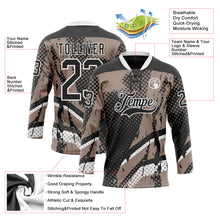Charger l'image dans la galerie, Custom Black Brown-White 3D Pattern Abstract Hockey Lace Neck Jersey