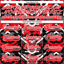 Загрузить изображение в средство просмотра галереи, Custom Black Fire Red-White 3D Pattern Abstract Grunge Hockey Lace Neck Jersey