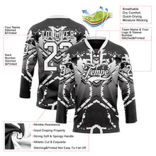 Загрузить изображение в средство просмотра галереи, Custom Black White-Gray 3D Pattern Abstract Gradient Hockey Lace Neck Jersey
