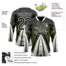Load image into Gallery viewer, Custom Olive Black-White 3D Pattern Abstract Hockey Lace Neck Jersey