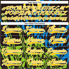 Загрузить изображение в средство просмотра галереи, Custom Black Yellow Blue-Green 3D Pattern Abstract Hockey Lace Neck Jersey