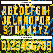 Загрузить изображение в средство просмотра галереи, Custom Black Yellow Blue-Green 3D Pattern Abstract Hockey Lace Neck Jersey