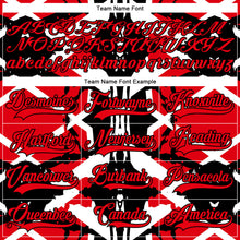 Загрузить изображение в средство просмотра галереи, Custom Black Fire Red-White 3D Pattern Abstract Hockey Lace Neck Jersey