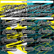 Charger l'image dans la galerie, Custom Black Green-Yellow 3D Pattern Abstract Split Hockey Lace Neck Jersey
