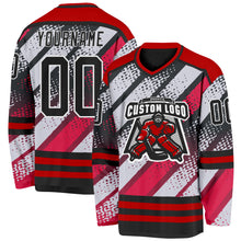 Charger l'image dans la galerie, Custom Black Red-White 3D Pattern Cyber Mecha E-sport Hockey Jersey