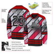 Charger l'image dans la galerie, Custom Black Red-White 3D Pattern Cyber Mecha E-sport Hockey Jersey