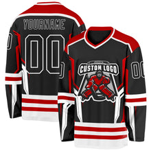 Charger l'image dans la galerie, Custom Black Red-White 3D Pattern Cyber Mecha E-sport Hockey Jersey