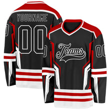Charger l'image dans la galerie, Custom Black Red-White 3D Pattern Cyber Mecha E-sport Hockey Jersey