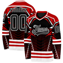 Charger l'image dans la galerie, Custom Black Red-White 3D Pattern Cyber Mecha E-sport Hockey Jersey