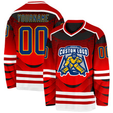 Загрузить изображение в средство просмотра галереи, Custom Red US Navy Blue Gold-White 3D Pattern Cyber Mecha E-sport Hockey Jersey