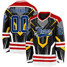Load image into Gallery viewer, Custom Black US Navy Blue Red-White 3D Pattern Cyber Mecha E-sport Hockey Jersey