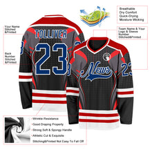 Load image into Gallery viewer, Custom Black US Navy Blue Red-White 3D Pattern Cyber Mecha E-sport Hockey Jersey