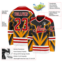 Загрузить изображение в средство просмотра галереи, Custom Black Red Gold-White 3D Pattern Cyber Mecha E-sport Hockey Jersey