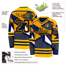 Load image into Gallery viewer, Custom Navy Brown Yellow-White 3D Pattern Cyber Mecha E-sport Hockey Jersey
