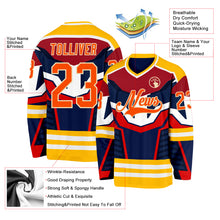 Загрузить изображение в средство просмотра галереи, Custom Navy Orange Gold Cream-White 3D Pattern Cyber Mecha E-sport Hockey Jersey