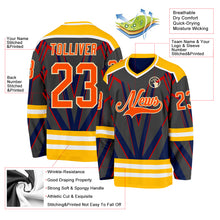 Charger l'image dans la galerie, Custom Black Orange Gold Blue Cream-White 3D Pattern Cyber Mecha E-sport Hockey Jersey