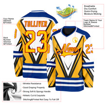Laden Sie das Bild in den Galerie-Viewer, Custom Black Yellow Royal-Red 3D Pattern Cyber Mecha E-sport Hockey Jersey