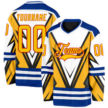 Laden Sie das Bild in den Galerie-Viewer, Custom Black Yellow Royal-Red 3D Pattern Cyber Mecha E-sport Hockey Jersey