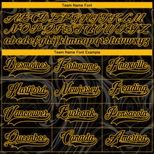 Load image into Gallery viewer, Custom Black Gold-White 3D Splash Art Hockey Lace Neck Jersey