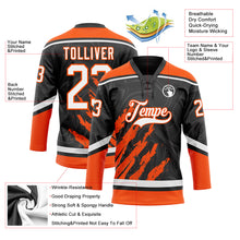 Load image into Gallery viewer, Custom Black White-Orange 3D Splash Art Hockey Lace Neck Jersey