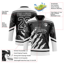 Load image into Gallery viewer, Custom Black White 3D Splash Art Hockey Lace Neck Jersey