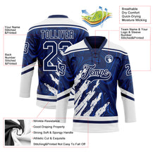 Загрузить изображение в средство просмотра галереи, Custom Navy White 3D Splash Art Hockey Lace Neck Jersey
