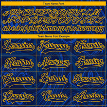 Загрузить изображение в средство просмотра галереи, Custom Navy Gold-White 3D Splash Art Hockey Lace Neck Jersey