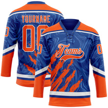 Charger l'image dans la galerie, Custom Royal Orange-White 3D Splash Art Hockey Lace Neck Jersey