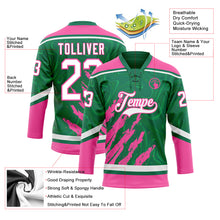 Charger l'image dans la galerie, Custom Kelly Green White-Pink 3D Splash Art Hockey Lace Neck Jersey