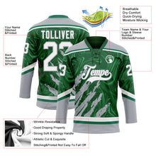 Charger l'image dans la galerie, Custom Green White-Gray 3D Splash Art Hockey Lace Neck Jersey