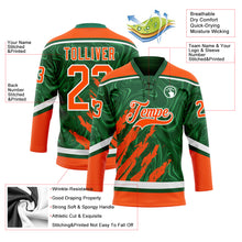 Laden Sie das Bild in den Galerie-Viewer, Custom Green Orange-White 3D Splash Art Hockey Lace Neck Jersey