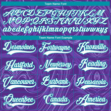 Load image into Gallery viewer, Custom Purple White-Teal 3D Splash Art Hockey Lace Neck Jersey