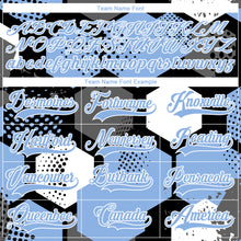 Load image into Gallery viewer, Custom Light Blue Black-White 3D Pattern Geometric Shape Hockey Lace Neck Jersey
