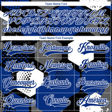 Load image into Gallery viewer, Custom Royal Black-White 3D Pattern Geometric Shape Hockey Lace Neck Jersey