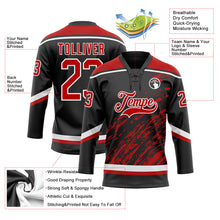 Load image into Gallery viewer, Custom Black Red-White 3D Splash Art Hockey Lace Neck Jersey