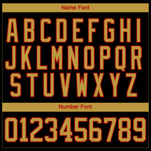 Load image into Gallery viewer, Custom Black Old Gold Red-White 3D Splash Art Hockey Lace Neck Jersey