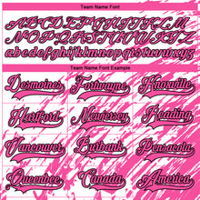 Load image into Gallery viewer, Custom White Pink Light Blue-Black 3D Splash Art Hockey Lace Neck Jersey