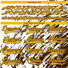 Laden Sie das Bild in den Galerie-Viewer, Custom White Gold-Brown 3D Splash Art Hockey Lace Neck Jersey