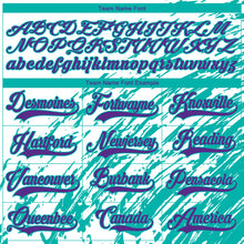 Load image into Gallery viewer, Custom White Purple-Aqua 3D Splash Art Hockey Lace Neck Jersey