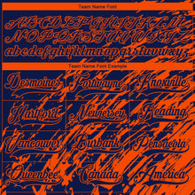 Загрузить изображение в средство просмотра галереи, Custom Navy Orange-White 3D Splash Art Hockey Lace Neck Jersey