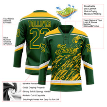 Загрузить изображение в средство просмотра галереи, Custom Green Gold-White 3D Splash Art Hockey Lace Neck Jersey