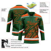 Загрузить изображение в средство просмотра галереи, Custom Green Orange-White 3D Splash Art Hockey Lace Neck Jersey