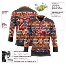 Charger l'image dans la galerie, Custom Black Red-Cream 3D Pattern Native Americans Tribal Indigenous People Hockey Lace Neck Jersey