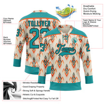 Charger l'image dans la galerie, Custom Cream Teal Orange-Black 3D Pattern Native Americans Tribal Indigenous People Hockey Lace Neck Jersey