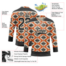 Charger l'image dans la galerie, Custom Black Orange-Cream 3D Pattern Native Americans Tribal Indigenous People Hockey Lace Neck Jersey