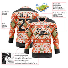 Charger l'image dans la galerie, Custom Cream Black-Orange 3D Pattern Native Americans Tribal Indigenous People Hockey Lace Neck Jersey