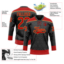 Charger l'image dans la galerie, Custom Black Red-Old Gold 3D Pattern Native Americans Tribal Indigenous People Hockey Lace Neck Jersey