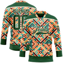 Laden Sie das Bild in den Galerie-Viewer, Custom Green Cream 3D Pattern Native Americans Tribal Indigenous People Hockey Lace Neck Jersey