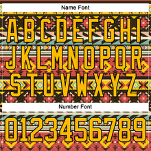 Load image into Gallery viewer, Custom Gold Black 3D Pattern Native Americans Tribal Indigenous People Hockey Lace Neck Jersey